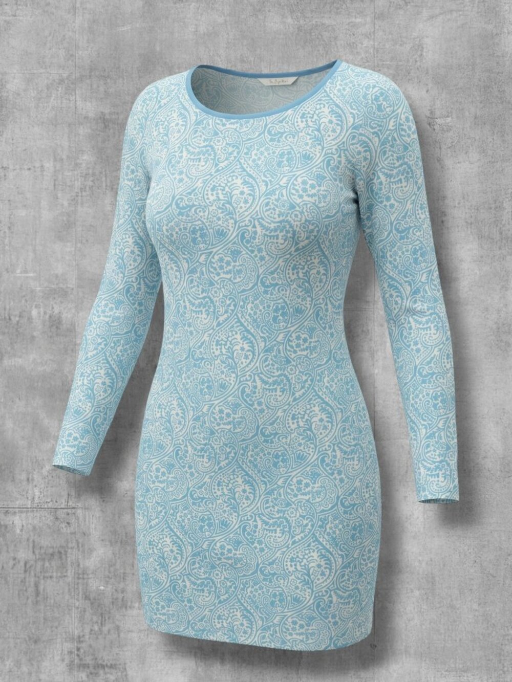 Boden W0144SC Blue Paisley Modal Cotton Long Sleeve Shift Dress 6R